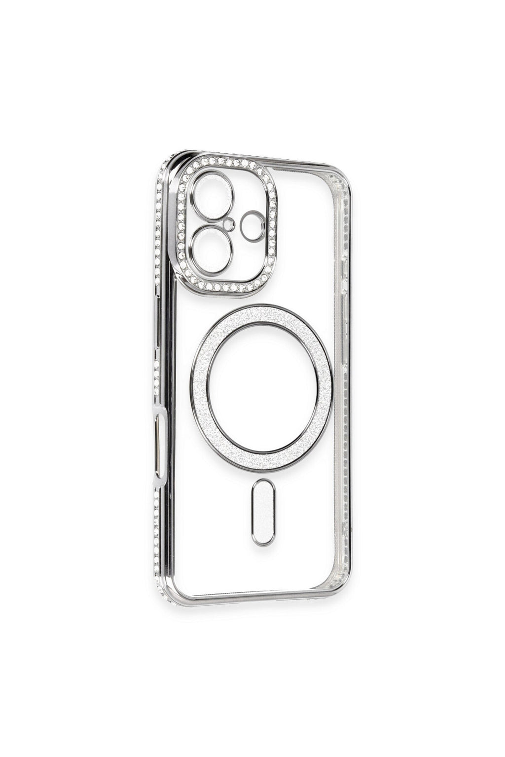 Apple iPhone 16 Uyumlu Kılıf Joke Simli Magneticsafe Kılıf - Gri