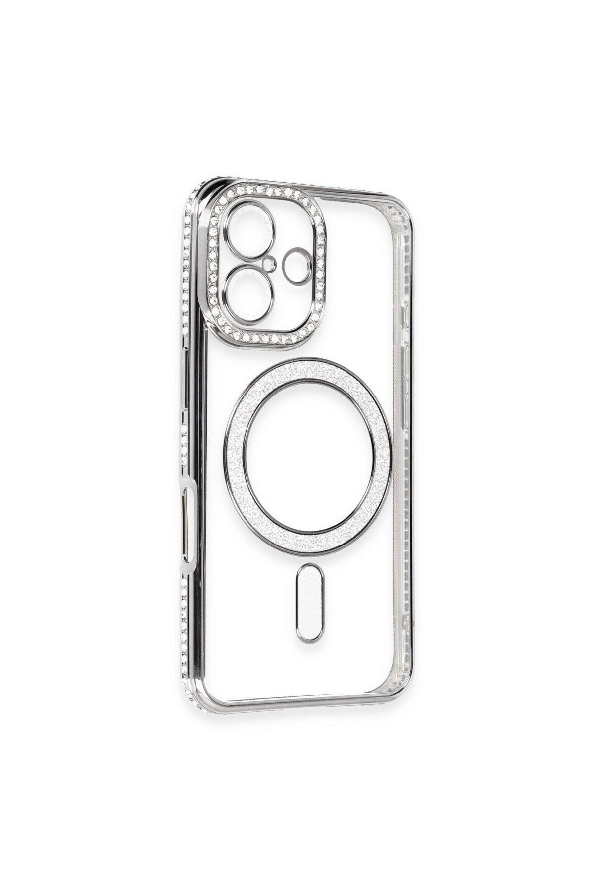 Apple iPhone 16 Uyumlu Kılıf Joke Simli Magneticsafe Kılıf - Gri