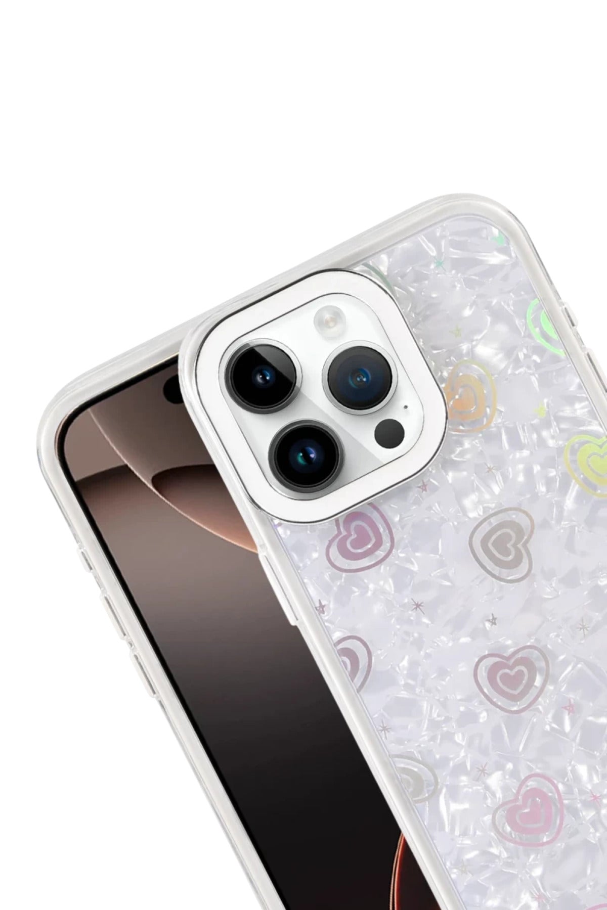 Apple iPhone 15 Pro Max Uyumlu Lumi Desenli Kapak - Beyaz