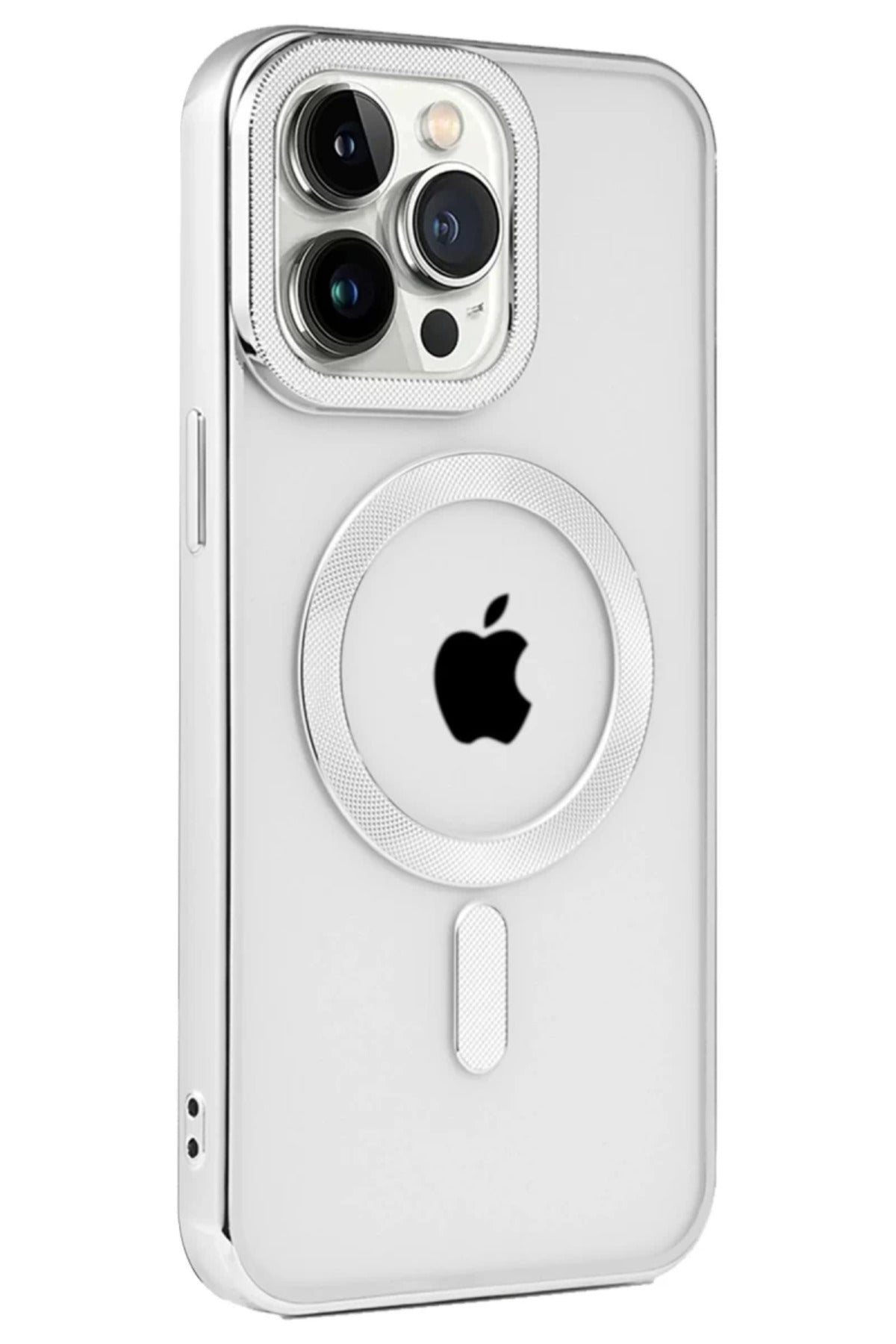 Apple iPhone 15 Pro Max Uyumlu Kılıf Kronos Magsafe Kapak - Gümüş