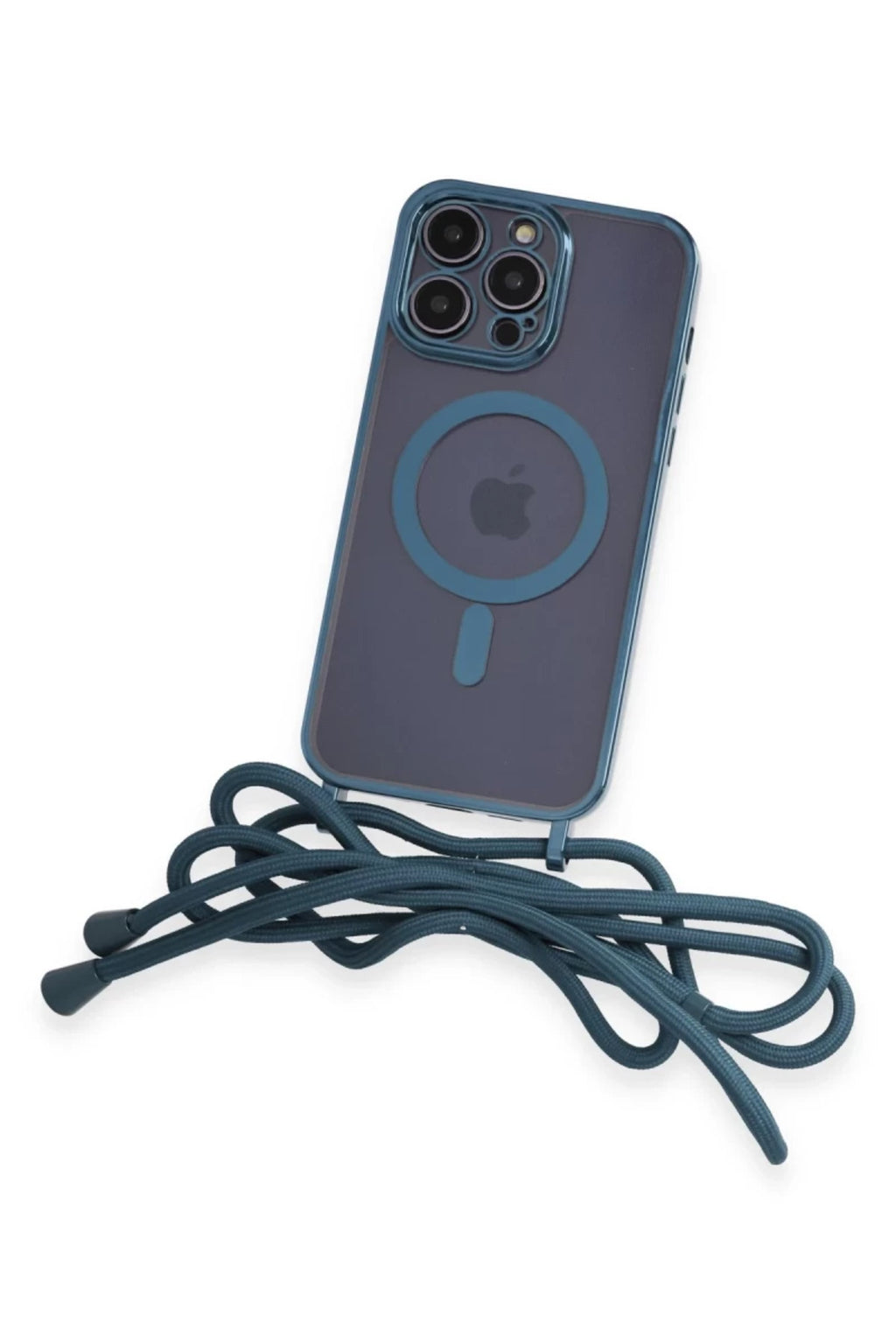 Apple iPhone 13 Pro Max Uyumlu Kılıf Divo Lazer Askılı Magsafe Kapak - Sierra Blue