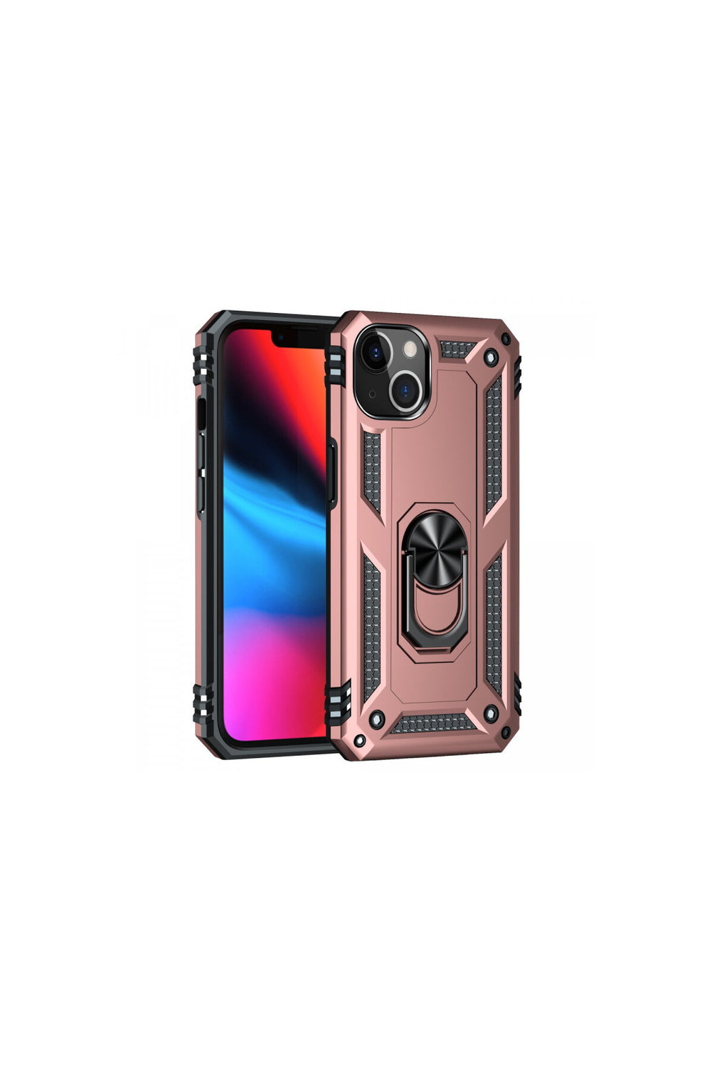 Apple iPhone 14 Plus Uyumlu Kılıf Sofya Yüzüklü Silikon Kapak - Rose