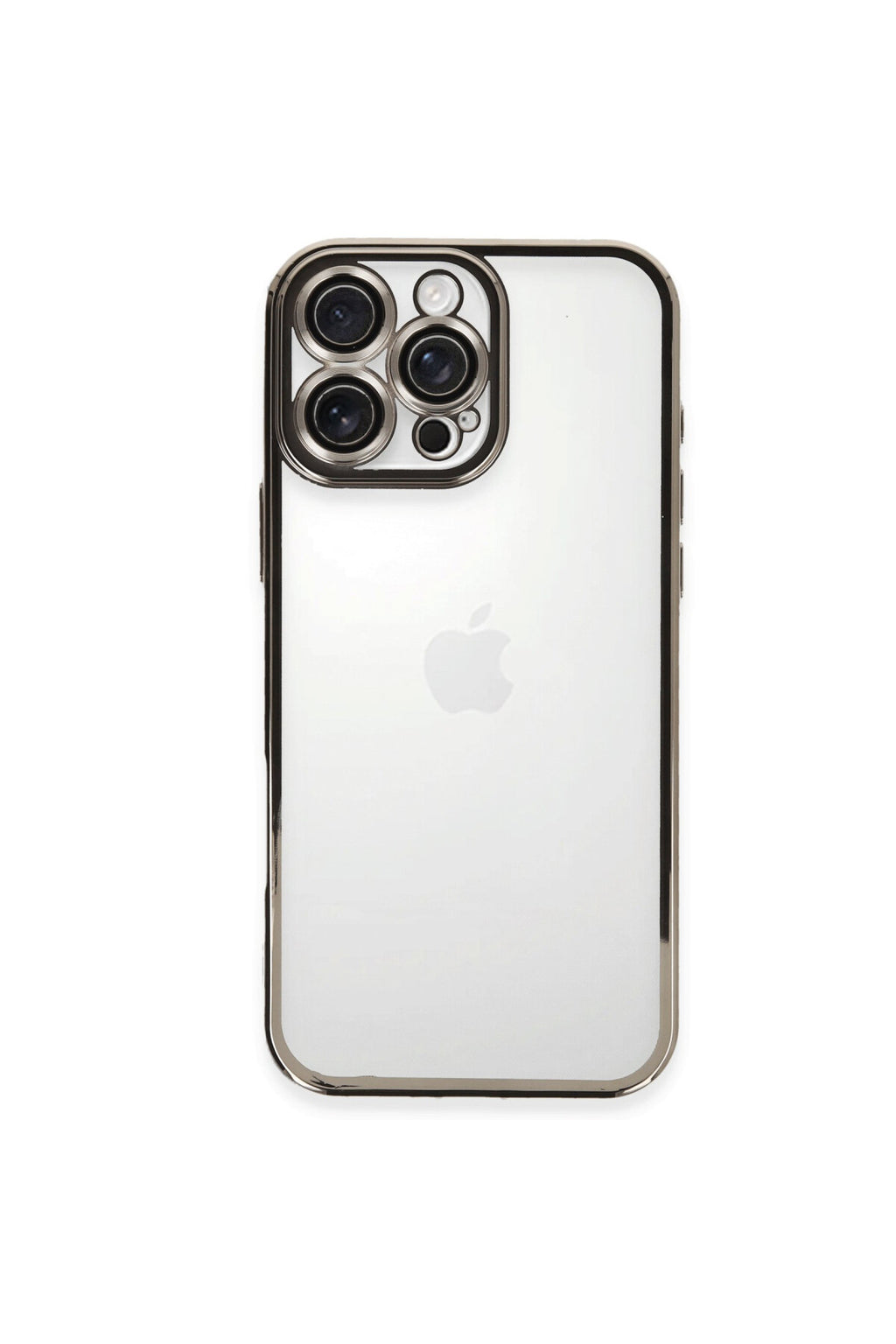 Apple iPhone 16 Pro Uyumlu Kılıf Lensli Silikon - Titanyum Gri