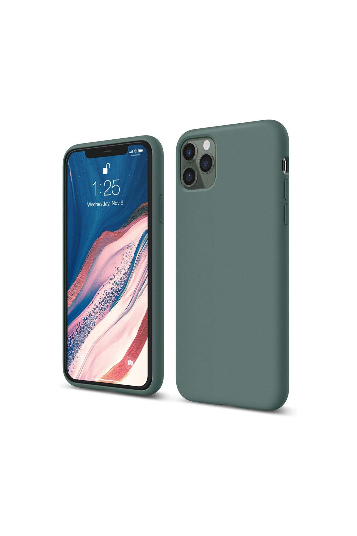 Apple iPhone 11 Pro Uyumlu Kılıf First Silikon - Koyu Yeşil