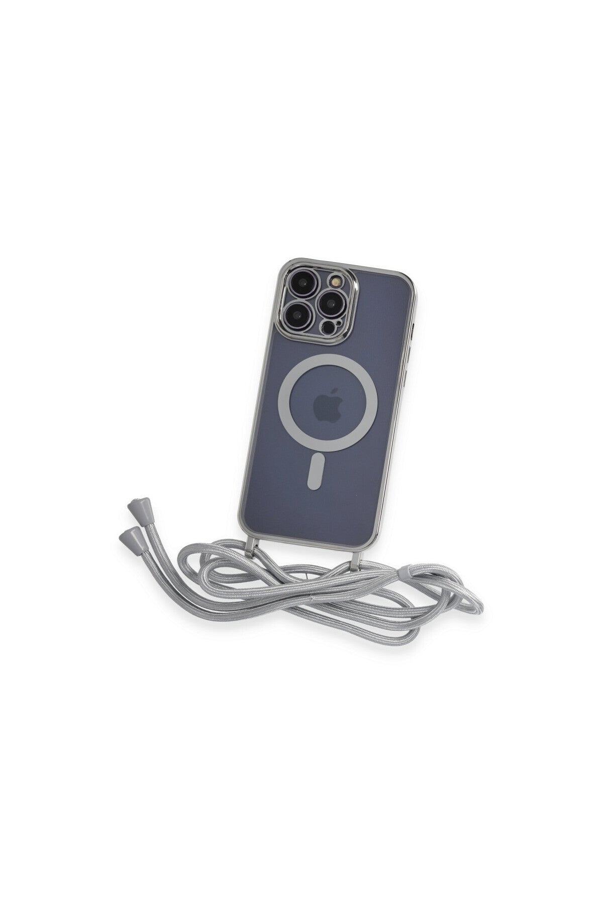 Apple iPhone 12 Pro Uyumlu Kılıf Divo Lazer Askılı Magsafe Kapak - Gümüş