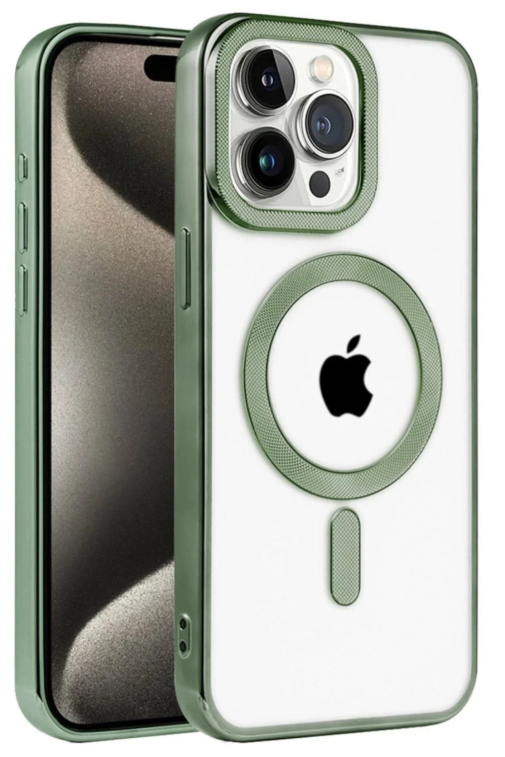 Apple iPhone 14 Pro Max Uyumlu Kılıf Kronos Magsafe Kapak - Koyu Yeşil