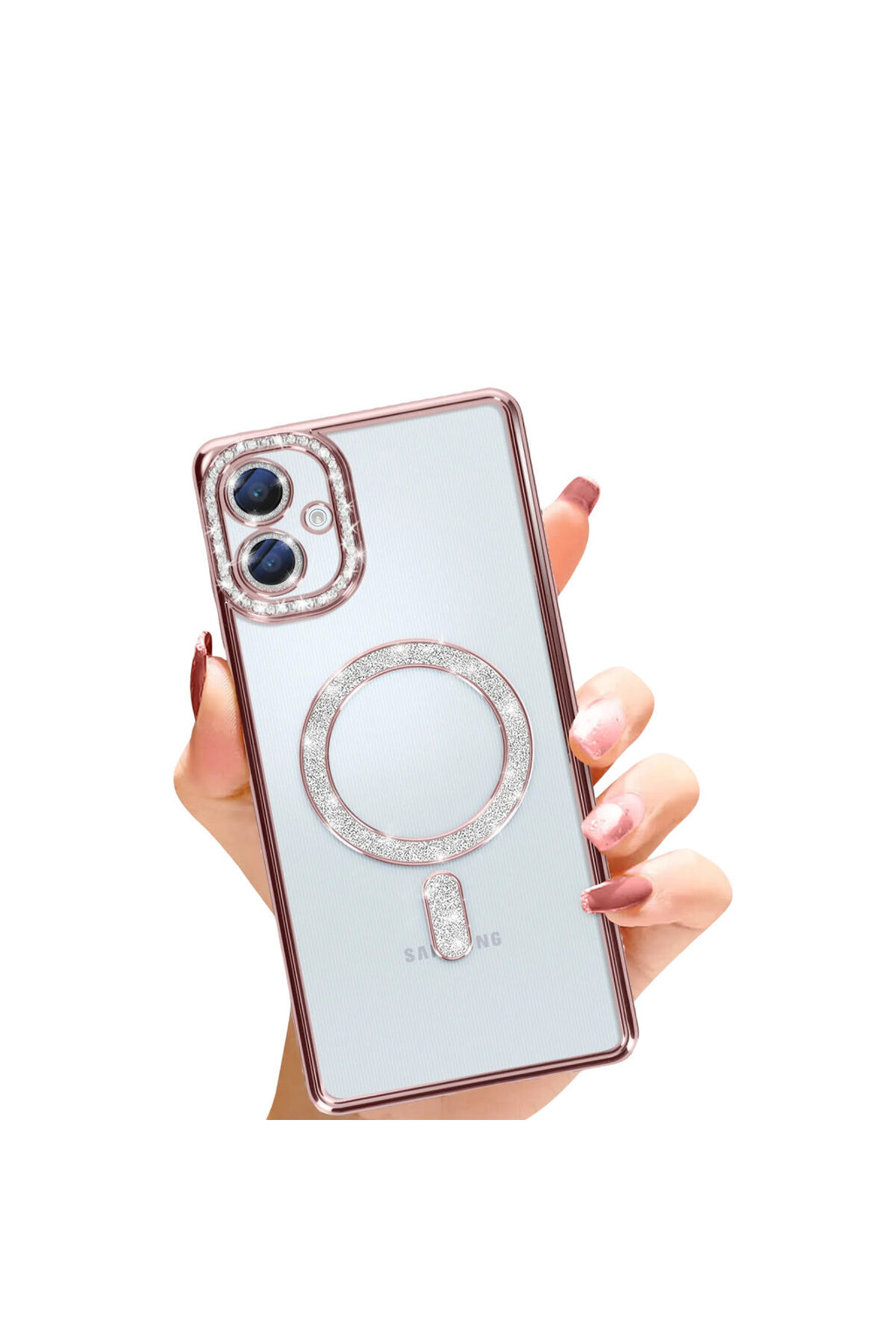 Samsung Galaxy A06 Uyumlu Joke Simli Magneticsafe Kılıf - Pembe
