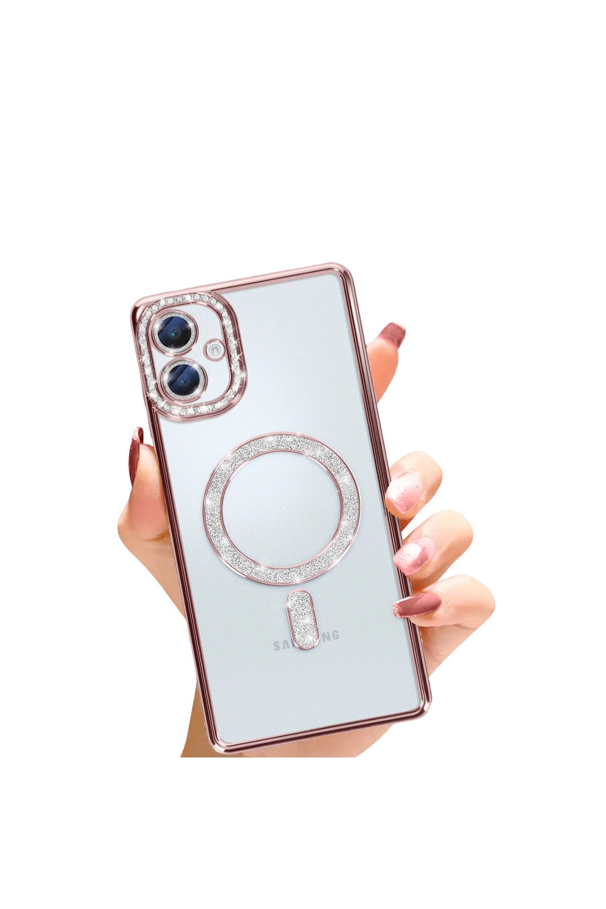 Samsung Galaxy A06 Uyumlu Joke Simli Magneticsafe Kılıf - Pembe