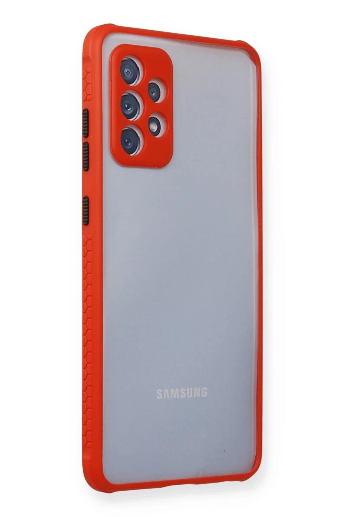 Samsung Galaxy A72 Uyumlu Kılıf Miami Şeffaf Silikon - Kırmızı