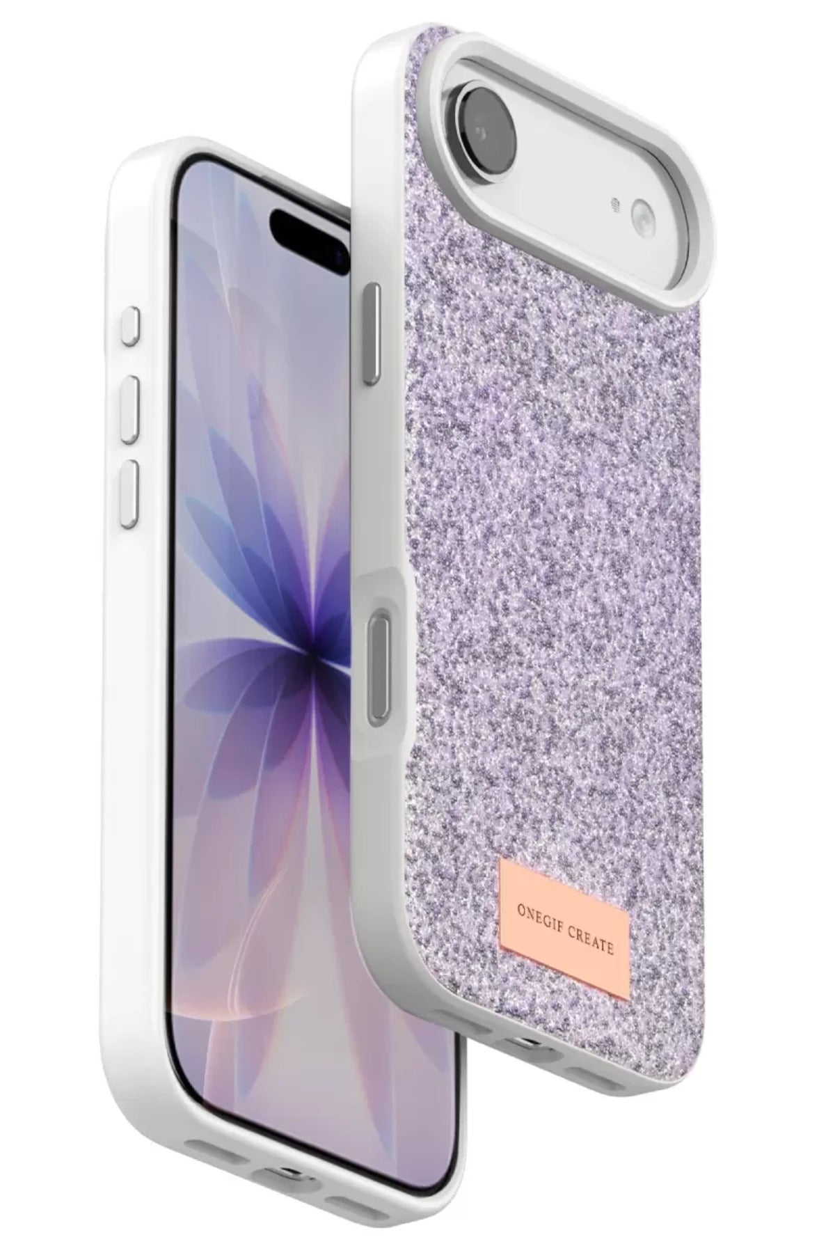 Onegif Apple iPhone 17 Air Uyumlu Bright Simli Kapak - Lila