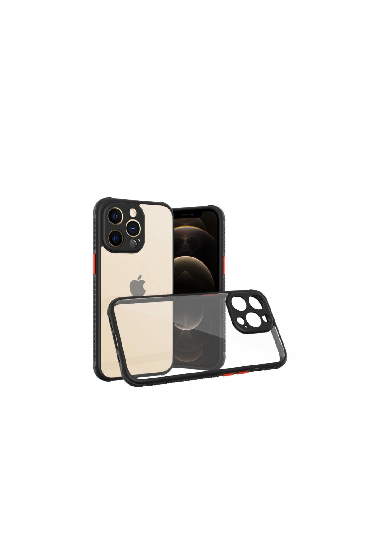 Apple iPhone 13 Pro Uyumlu Kılıf Miami Şeffaf Silikon - Siyah