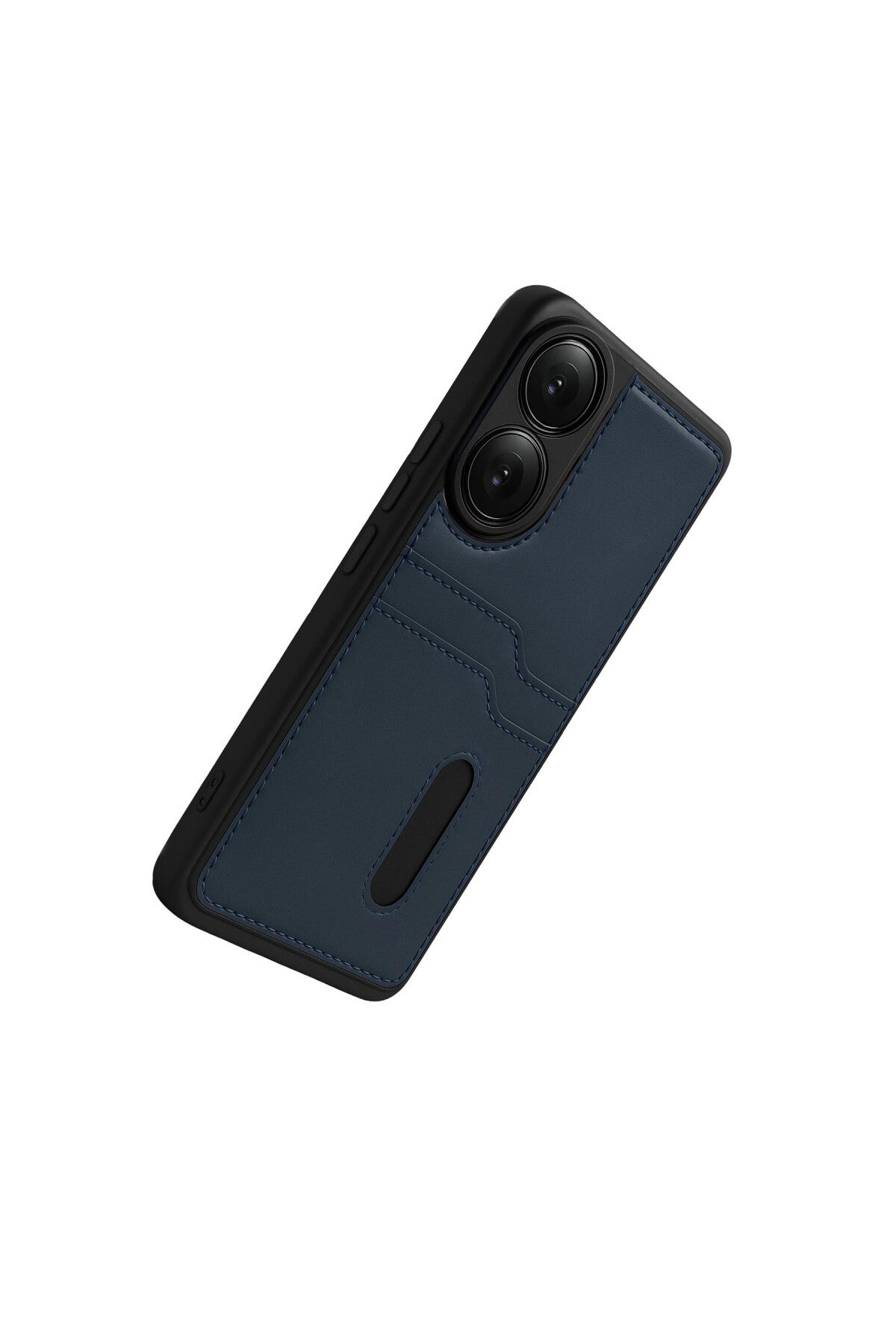 Oppo A38 Uyumlu Sara Kartvizitli Deri Kılıf - Lacivert