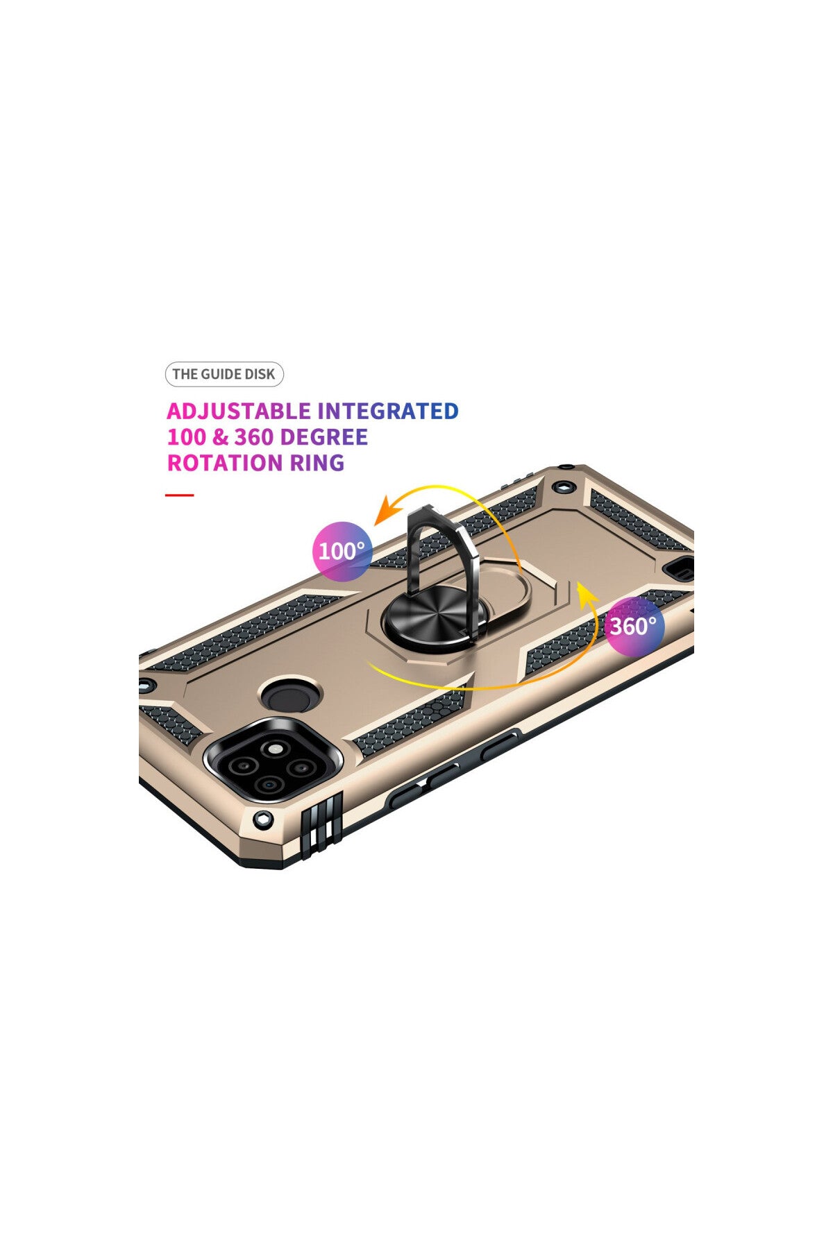 Realme C21 Uyumlu Kılıf Sofya Yüzüklü Silikon Kapak - Gold