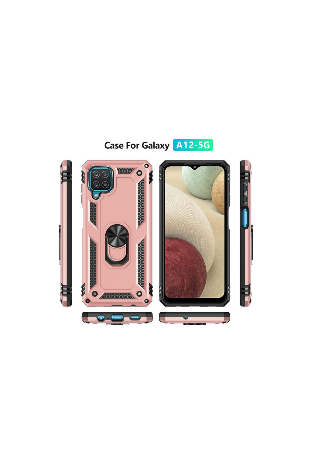 Samsung Galaxy A22 Uyumlu Kılıf Sofya Yüzüklü Silikon Kapak - Rose