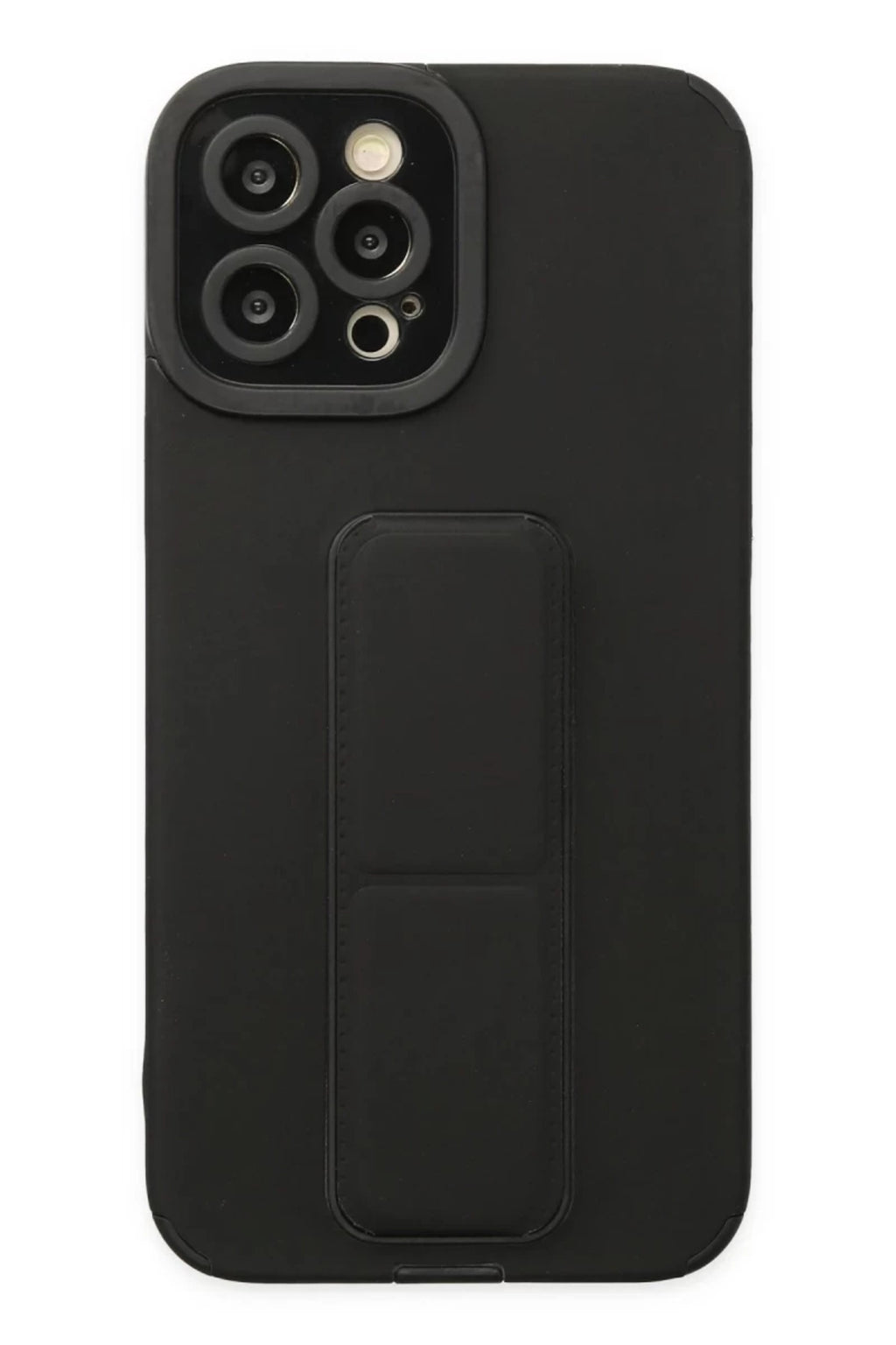 Apple iPhone 12 Pro Max Uyumlu Kılıf Mega Standlı Silikon - Siyah