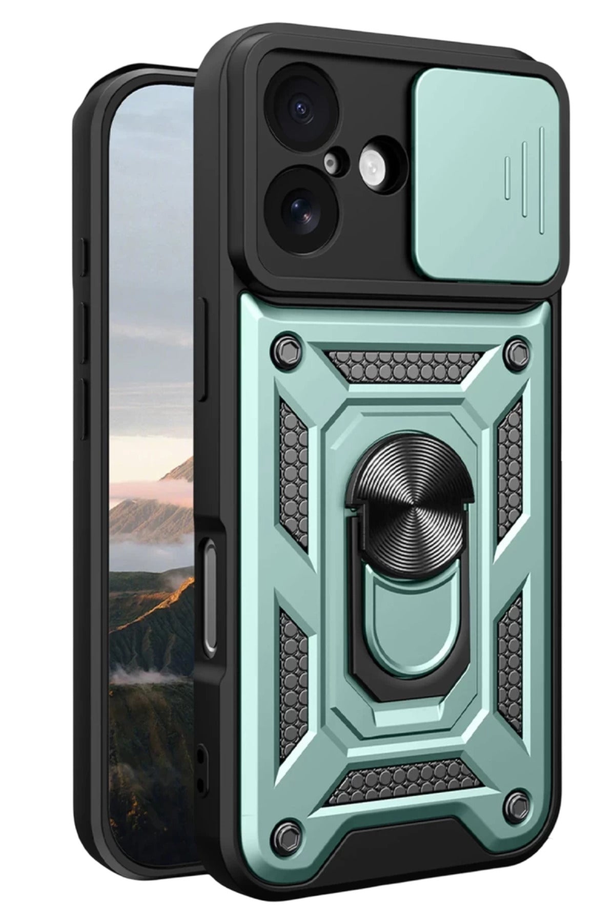 Apple iPhone 17 Uyumlu Pars Lens Yüzüklü Silikon - Yeşil