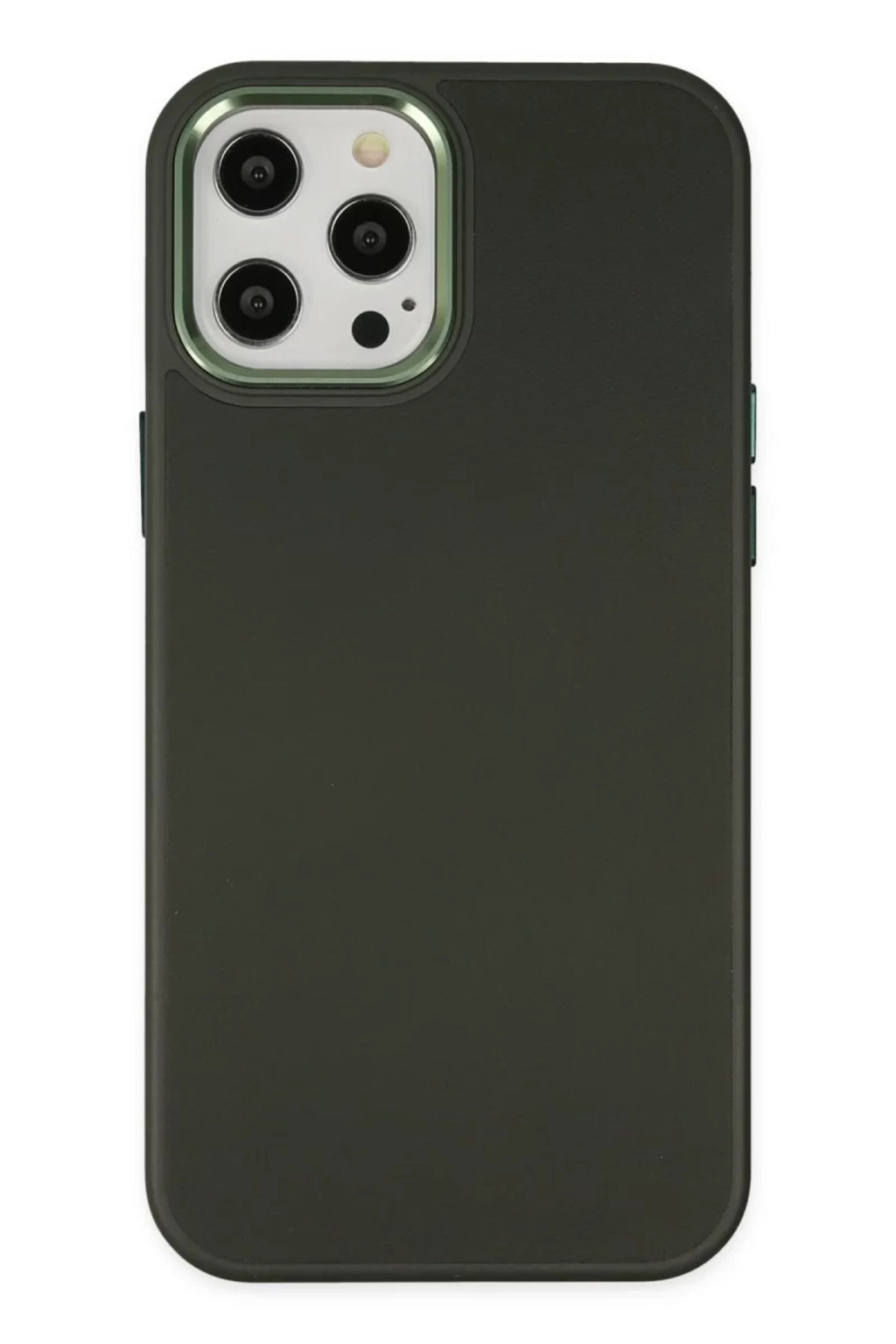 Apple iPhone 12 Pro Max Uyumlu Kılıf Asya Deri Silikon - Koyu Yeşil