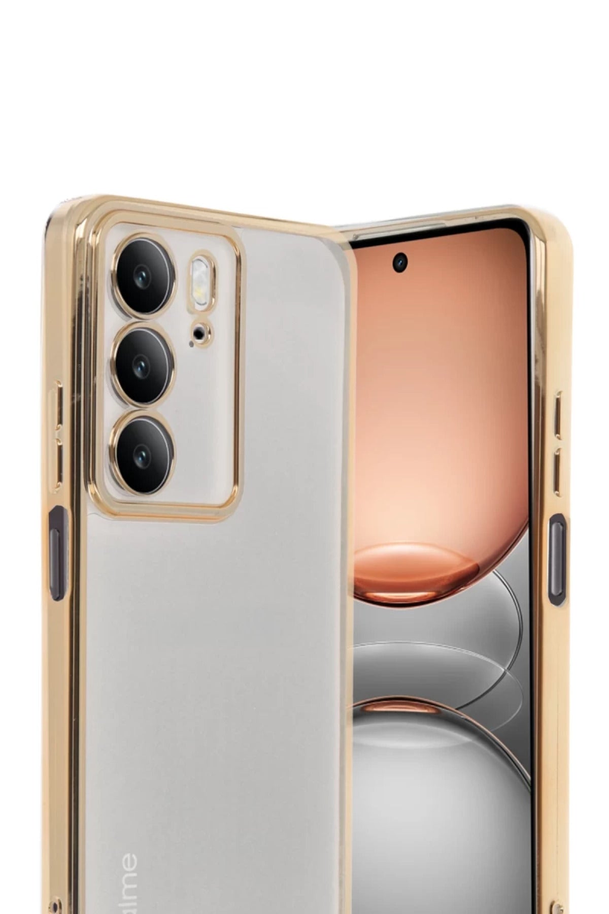 Realme C75 4G Uyumlu Kılıf Lensli Silikon - Gold