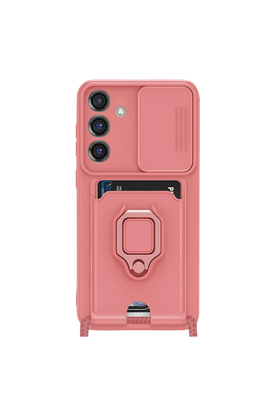 Samsung Galaxy S25 Plus Uyumlu Kılıf Zuma Kartvizitli Yüzüklü Silikon - Pembe