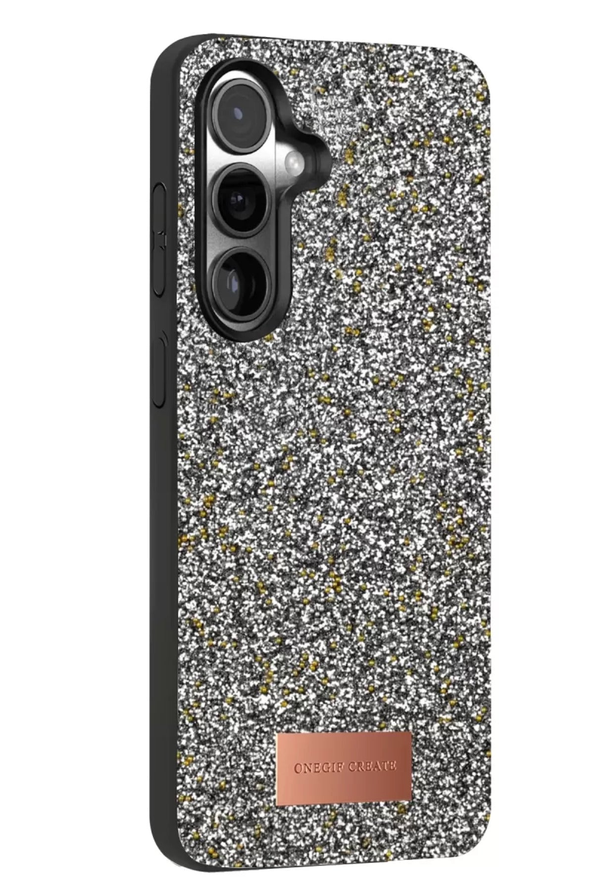 Onegif Samsung Galaxy S24 Plus Uyumlu Bright Simli Kapak - Gold