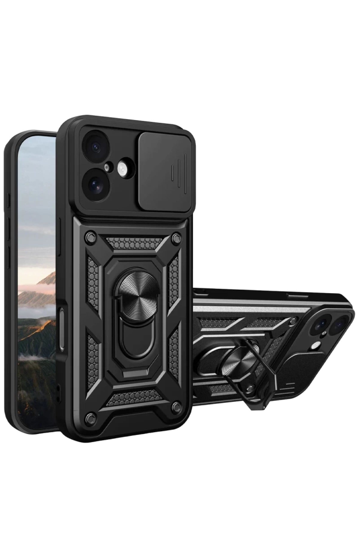 Apple iPhone 17 Uyumlu Pars Lens Yüzüklü Silikon - Siyah