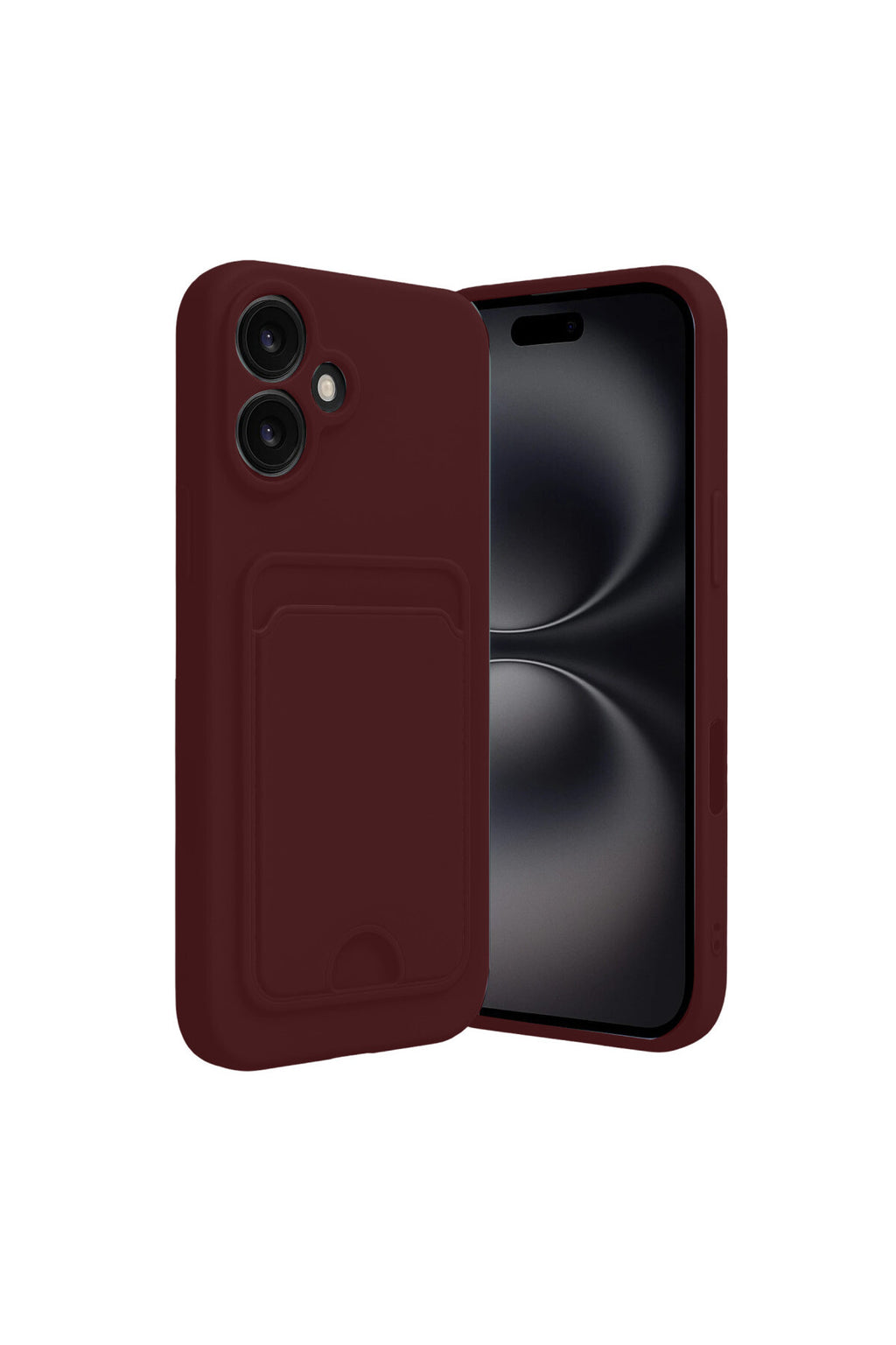 Apple iPhone 16 Uyumlu Kılıf Kelvin Kartvizitli Silikon - Bordo