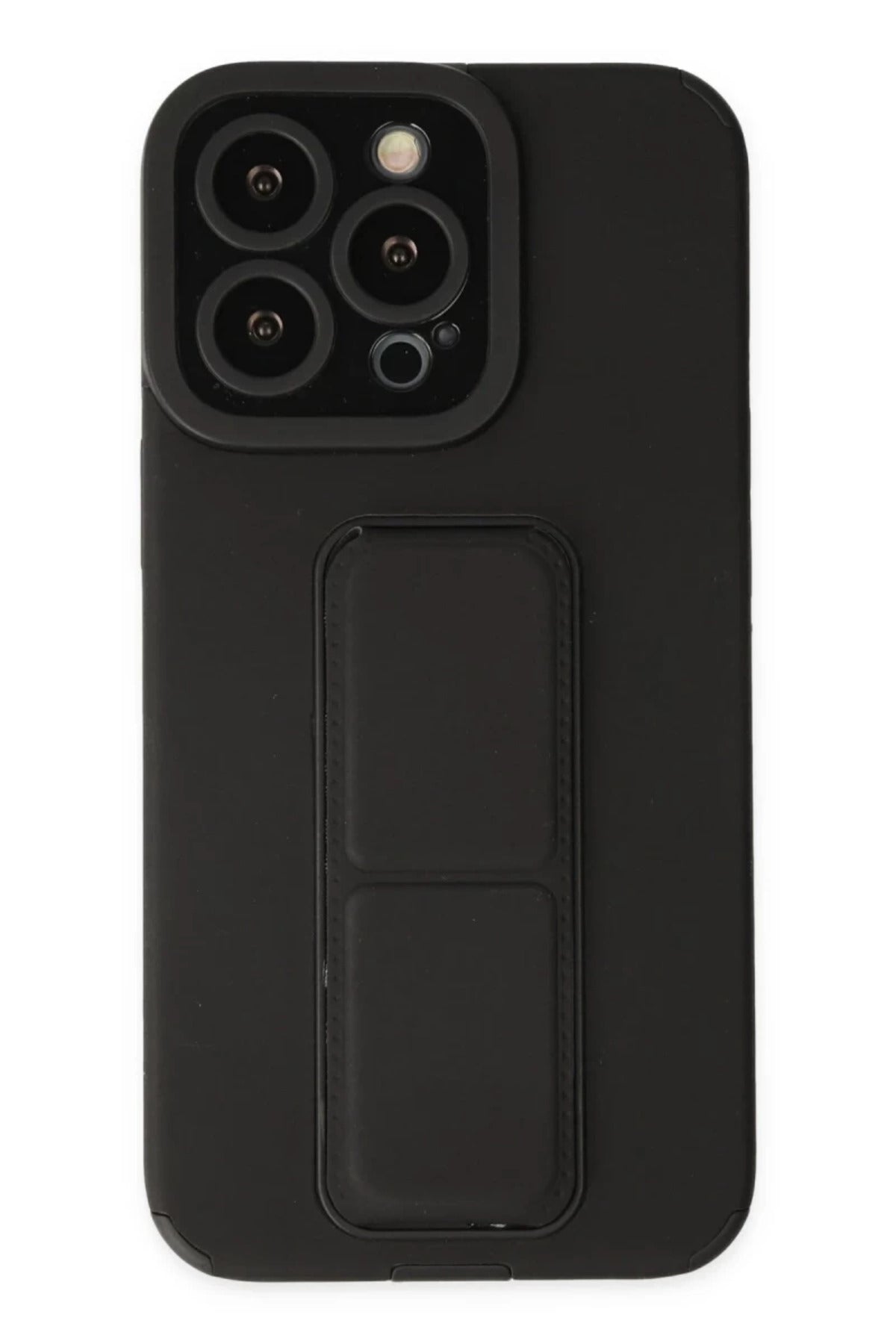 Apple iPhone 14 Pro Uyumlu Kılıf Mega Standlı Silikon - Siyah