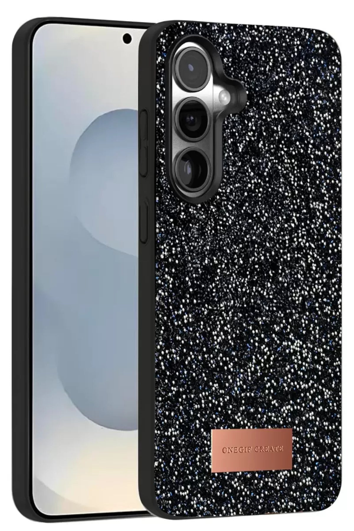 Onegif Samsung Galaxy S25 Plus Uyumlu Bright Simli Kapak - Siyah