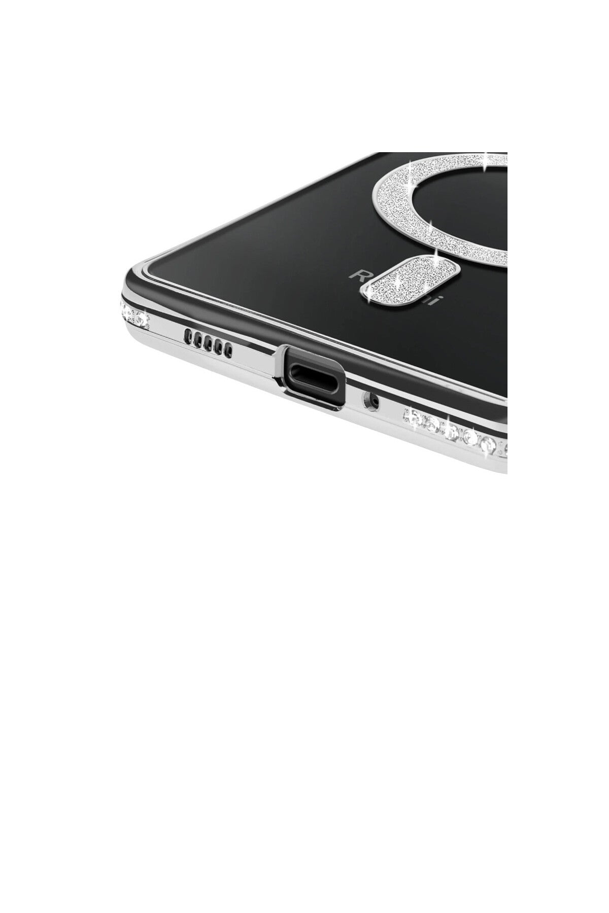 Xiaomi Redmi 14C Uyumlu Joke Simli Magneticsafe Kılıf - Gümüş