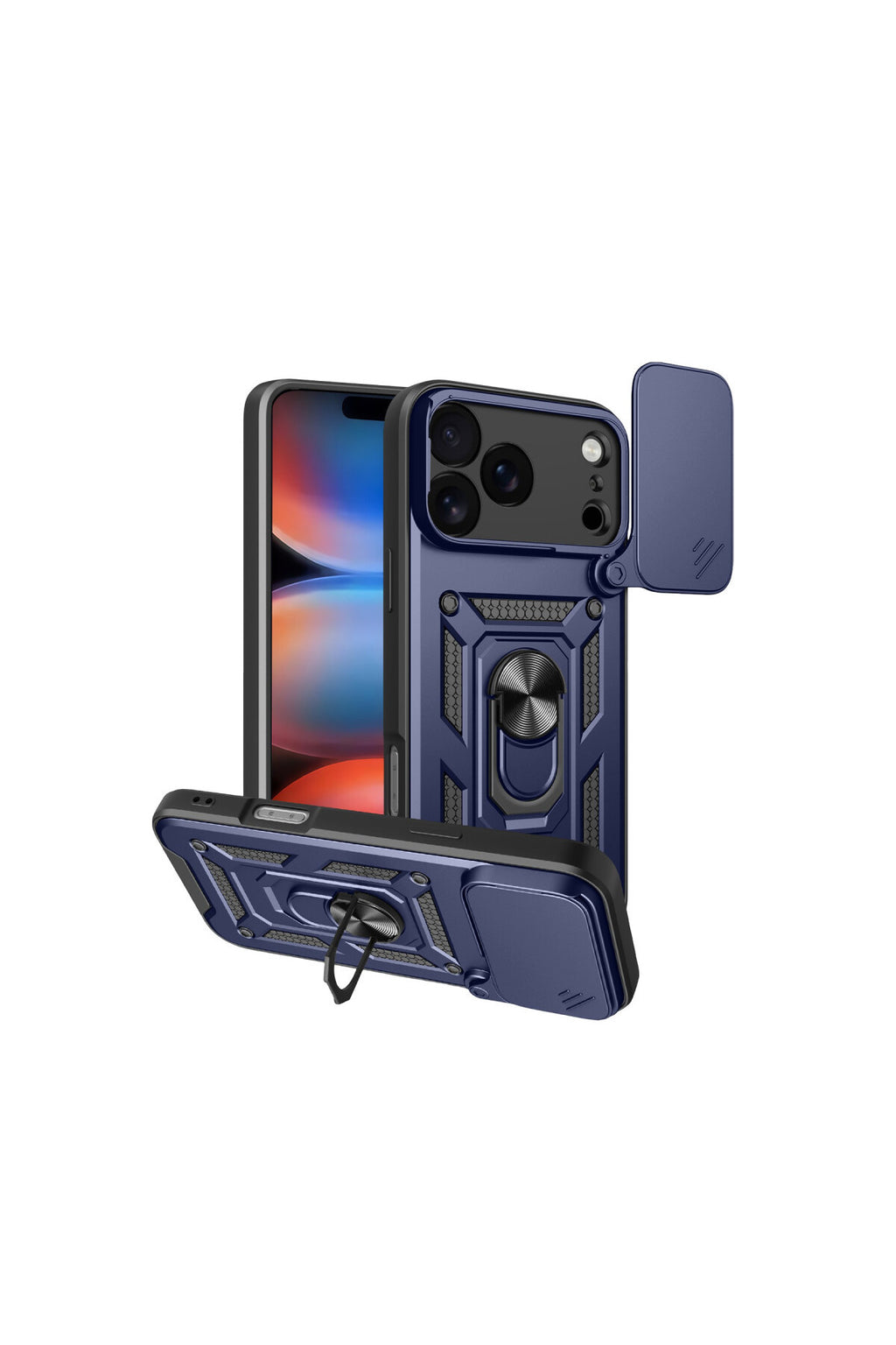 Apple iPhone 17 Pro Max Uyumlu Pars Lens Yüzüklü Silikon - Lacivert