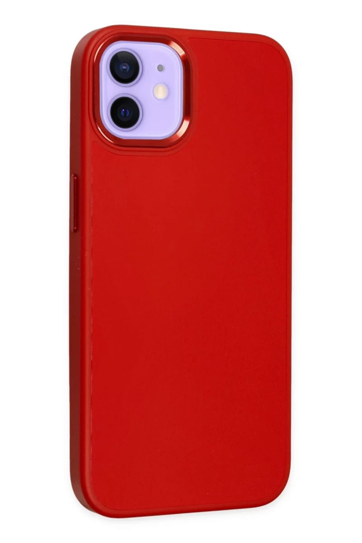 Apple iPhone 12 Uyumlu Kılıf Asya Deri Silikon - Kırmızı