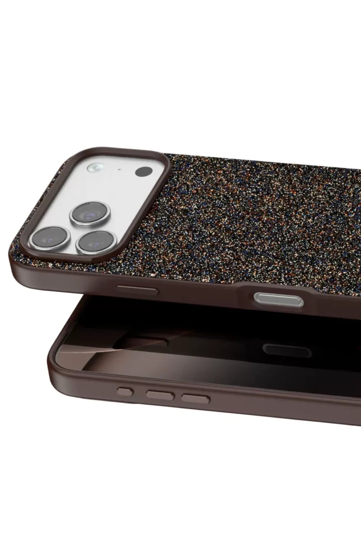 Onegif Apple iPhone 17 Pro Max Uyumlu Bright Simli Kapak - Gold