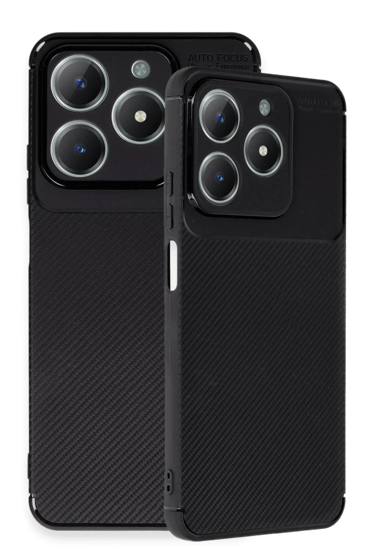 Realme C61 Uyumlu Kılıf Auto Focus Karbon Kapak - Siyah