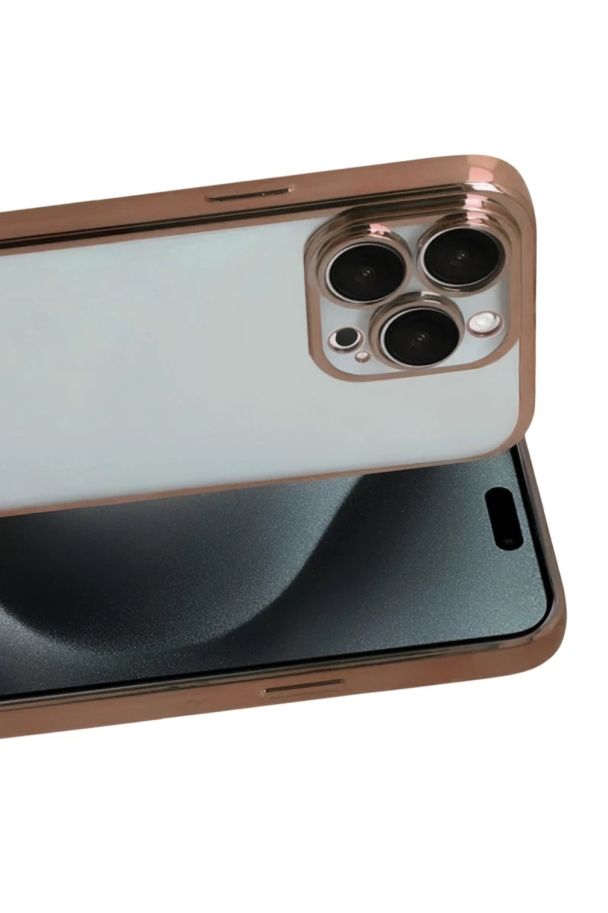 Apple iPhone 15 Pro Max Uyumlu Lensli Silikon - Çöl Titanyum