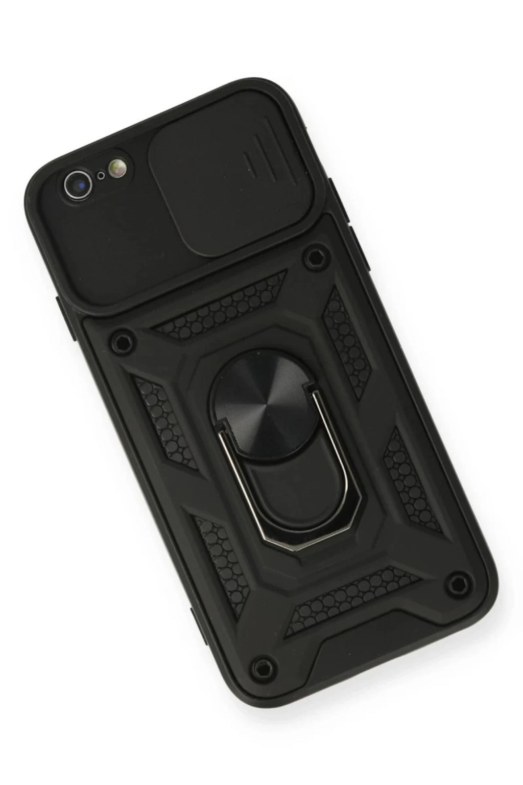 Apple iPhone 6 Uyumlu Kılıf Pars Lens Yüzüklü Silikon - Siyah