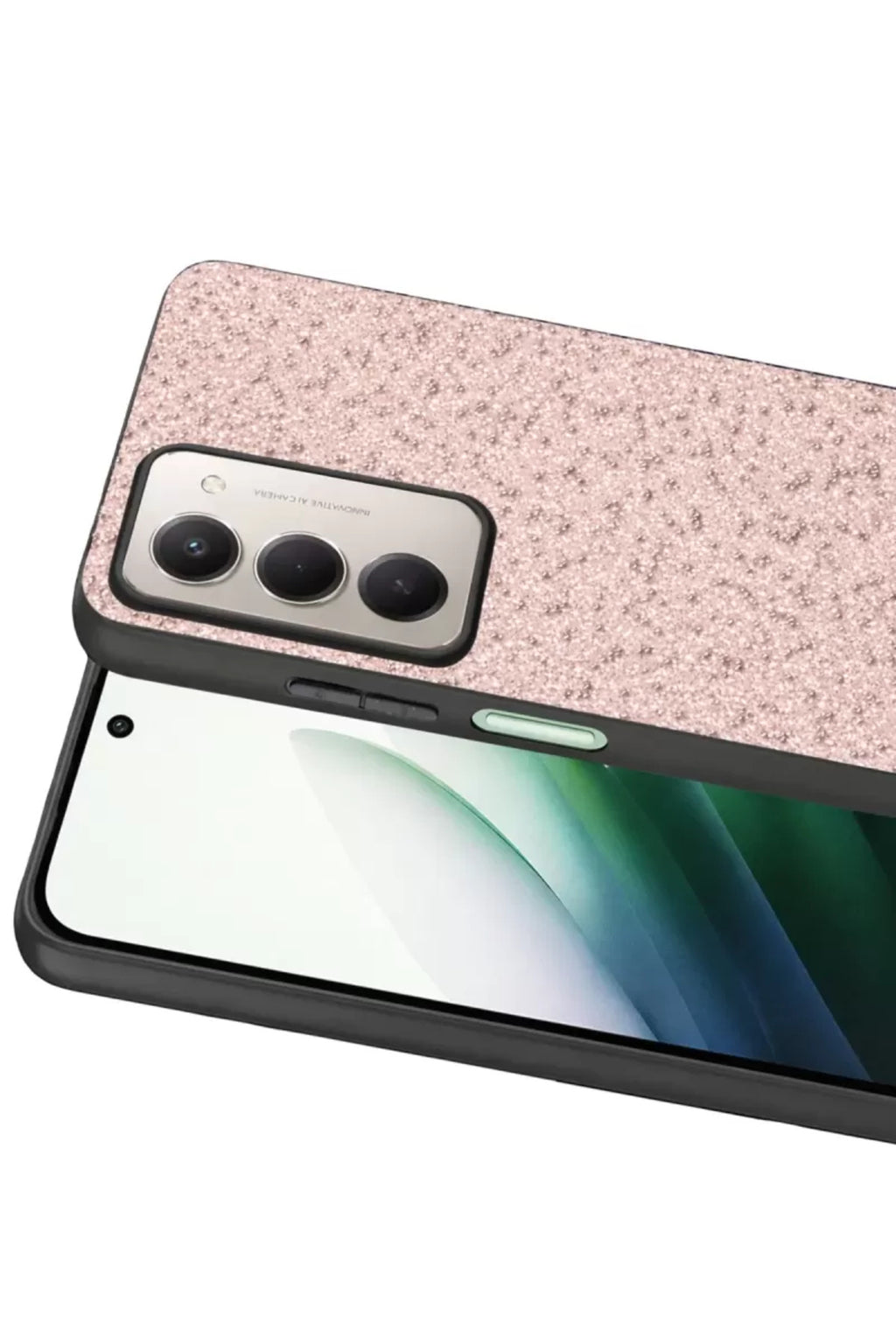 Onegif Xiaomi Redmi 15 4G Uyumlu Bright Simli Kapak - Pembe