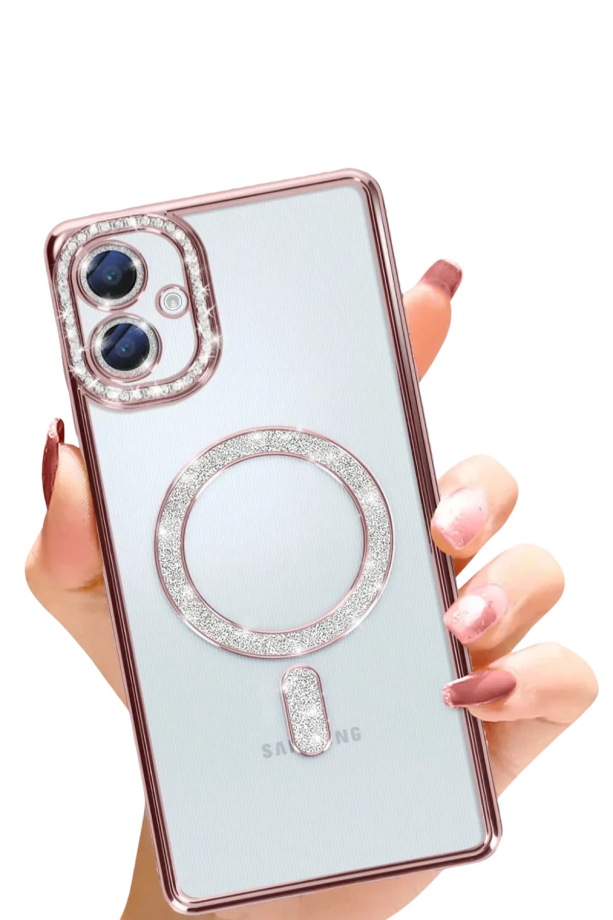 Samsung Galaxy A06 Uyumlu Joke Simli Magneticsafe Kılıf - Pembe