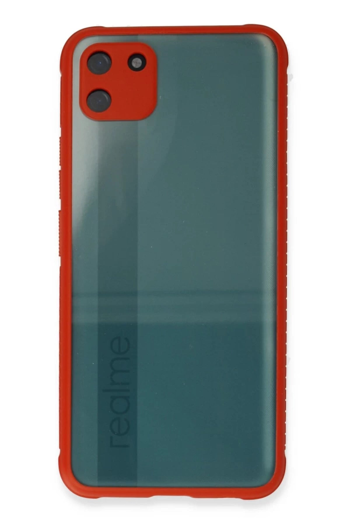 Realme C11 Uyumlu Kılıf Miami Şeffaf Silikon - Kırmızı