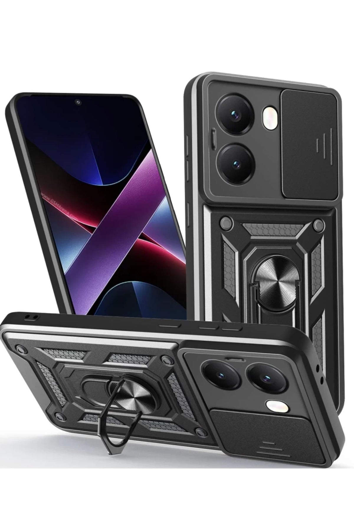 Xiaomi Poco X7 Pro Uyumlu Kılıf Pars Lens Yüzüklü Silikon - Siyah