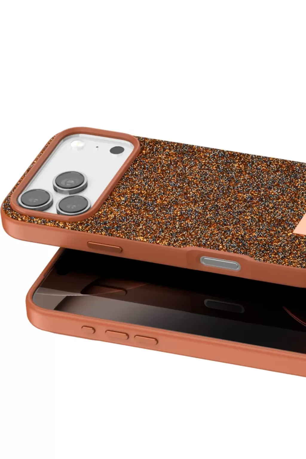 Onegif Apple iPhone 17 Pro Max Uyumlu Bright Simli Kapak - Turuncu
