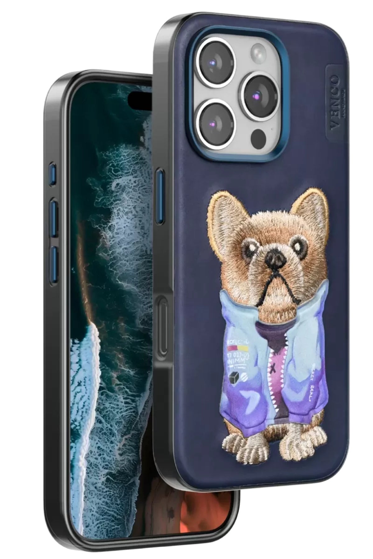 Venco Apple iPhone 16 Pro Uyumlu Cute Desenli Kapak - Lacivert