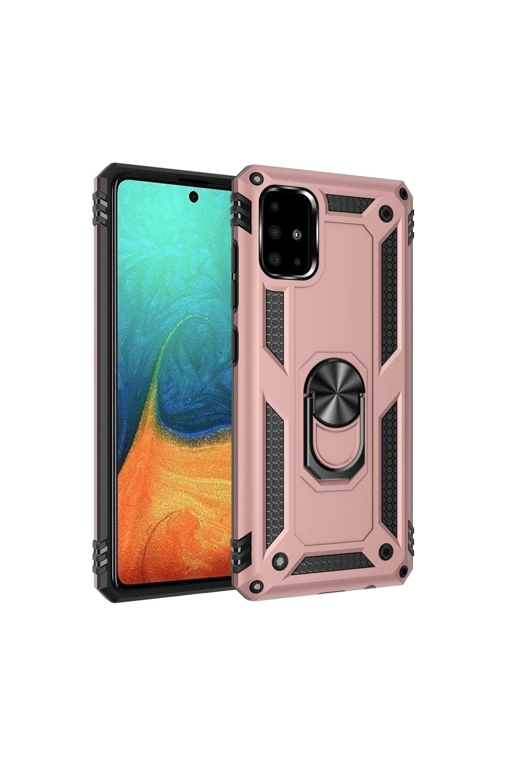 Samsung Galaxy A71 Uyumlu Kılıf Sofya Yüzüklü Silikon Kapak - Rose