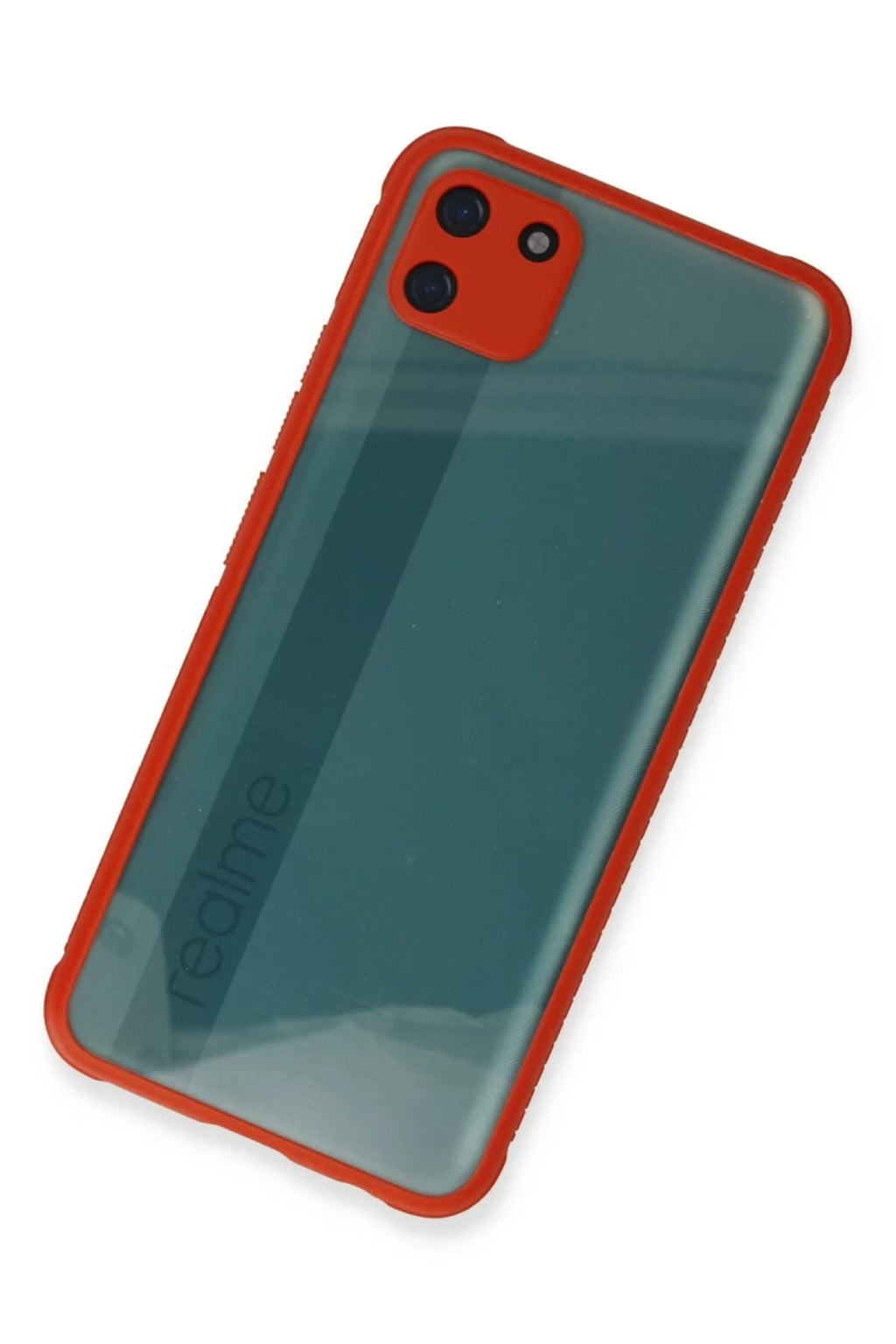 Realme C11 Uyumlu Kılıf Miami Şeffaf Silikon - Kırmızı
