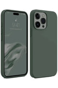 Apple iPhone 15 Pro Max Uyumlu Kılıf First Silikon - Koyu Yeşil