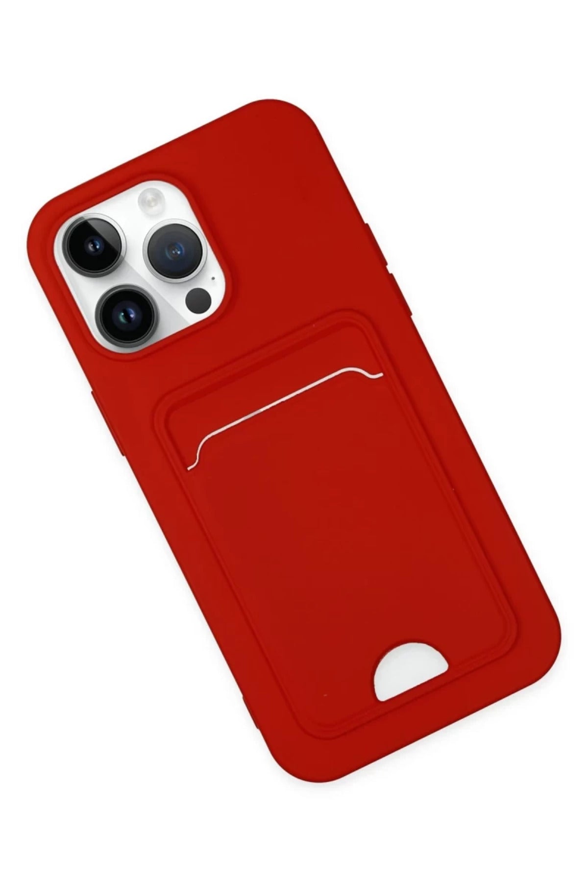 Apple iPhone 14 Pro Uyumlu Kılıf Kelvin Kartvizitli Silikon - Kırmızı