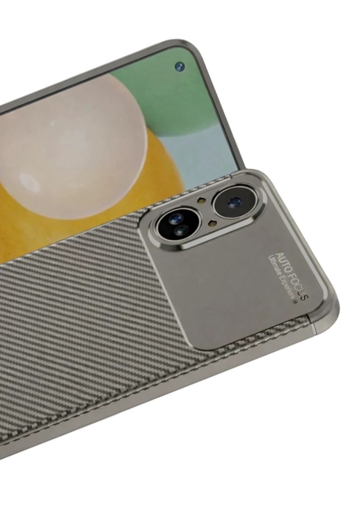 Realme 12 Lite Uyumlu Kılıf Auto Focus Karbon Kapak - Gri