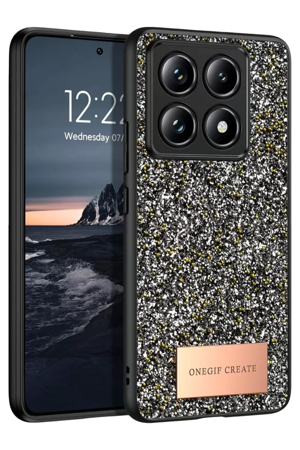 Onegif Xiaomi Mi 14T Pro Uyumlu Bright Simli Kapak - Gümüş