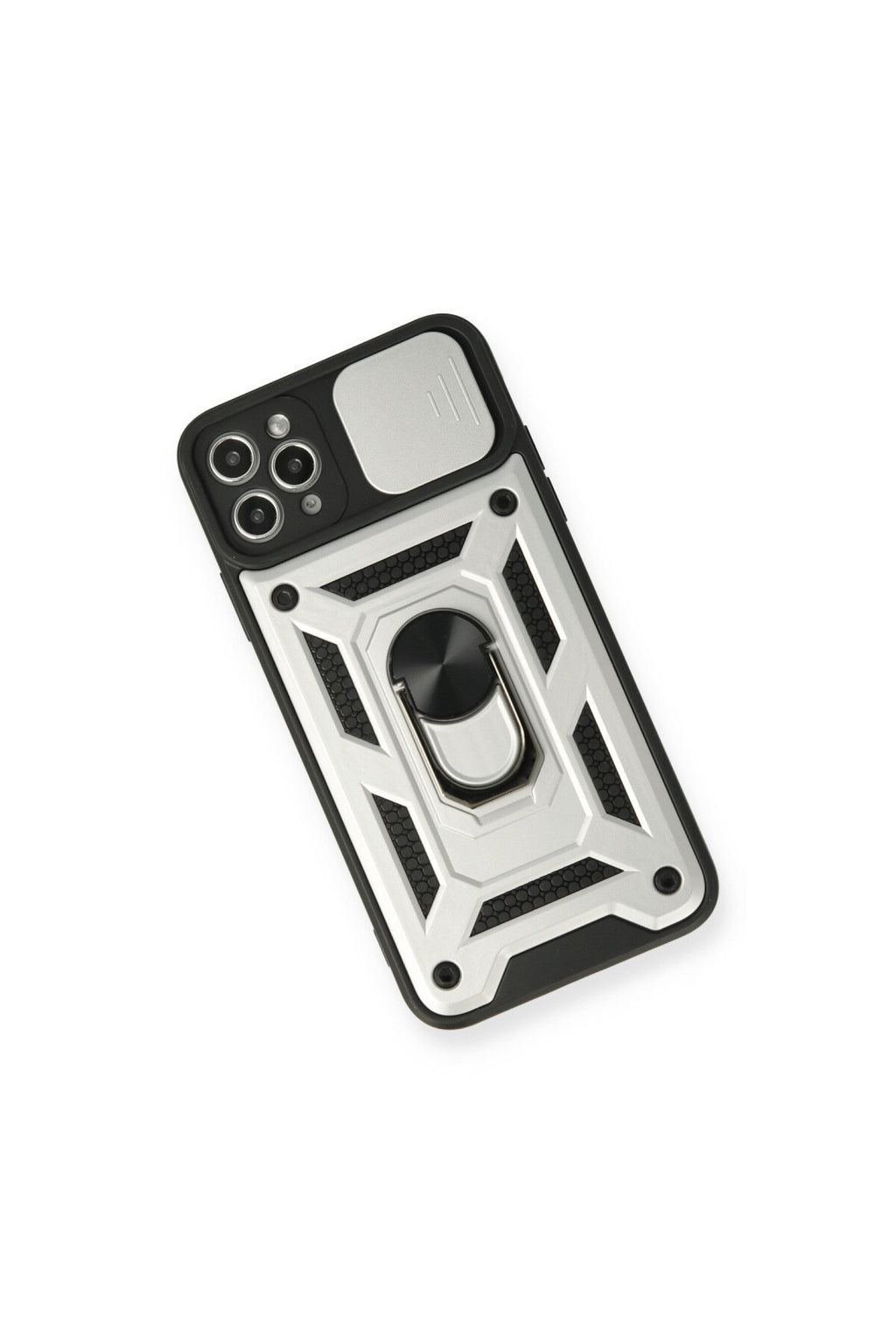 Apple iPhone 11 Pro Uyumlu Kılıf Pars Lens Yüzüklü Silikon - Gümüş