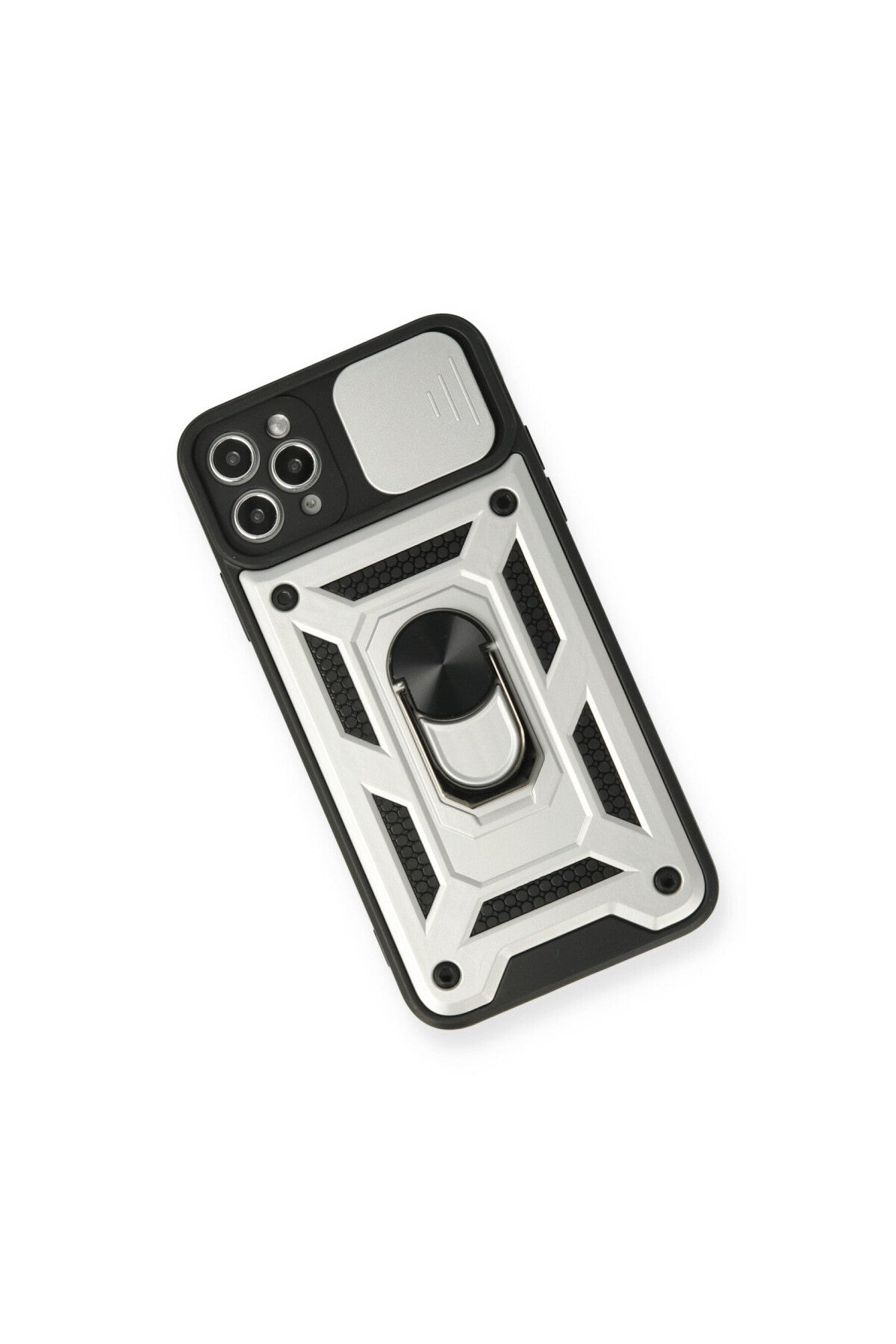 Apple iPhone 11 Pro Uyumlu Kılıf Pars Lens Yüzüklü Silikon - Gümüş