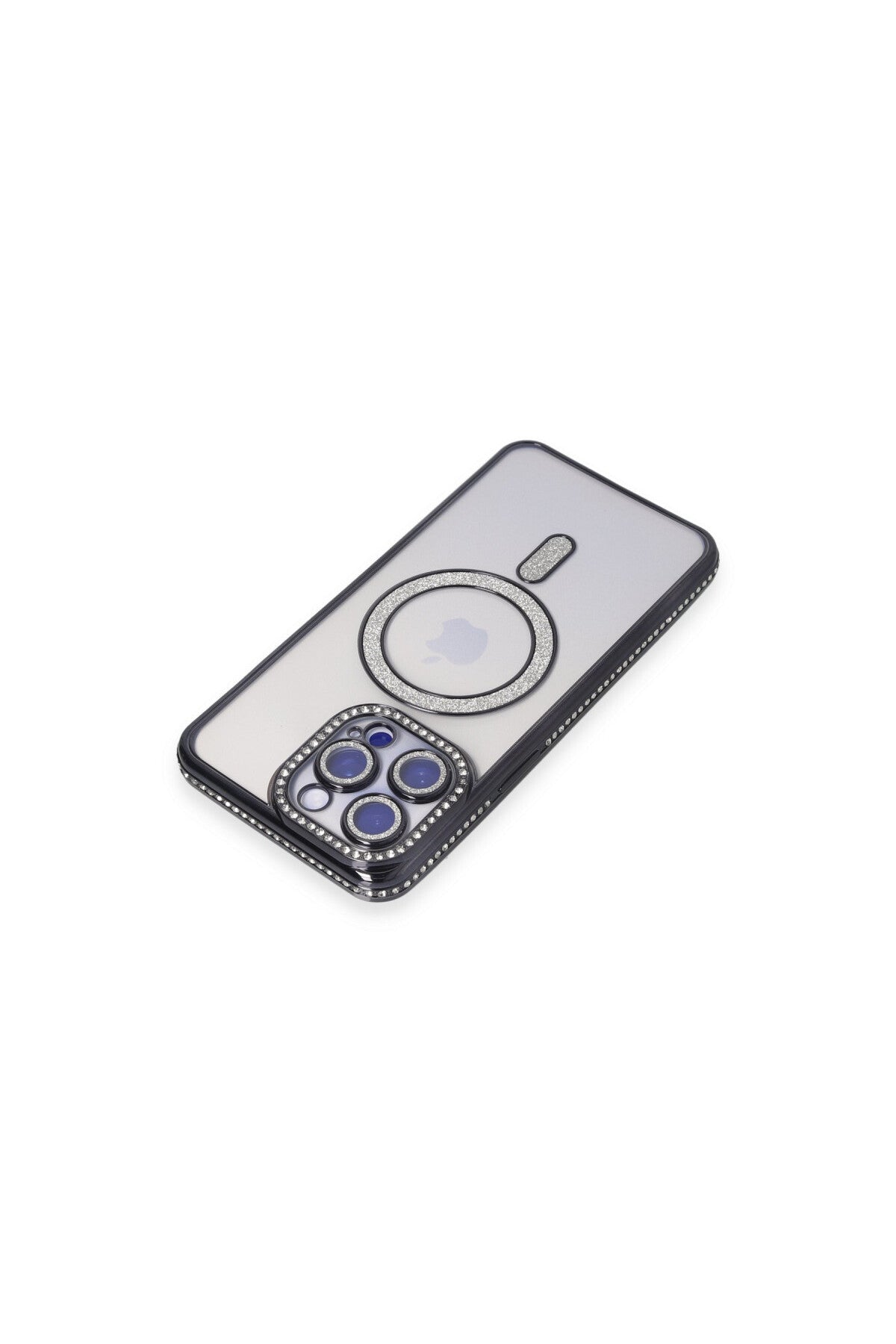 Apple iPhone 15 Pro Uyumlu Kılıf Joke Simli Magneticsafe Kılıf - Siyah